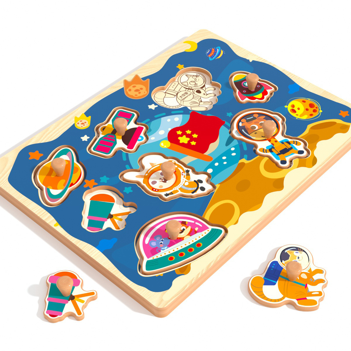 Rompecabezas de madera de tablero de agarre a mano Montessori Toys de educación temprana Panel especial para niños Combinaciones para bebés de un año y medio