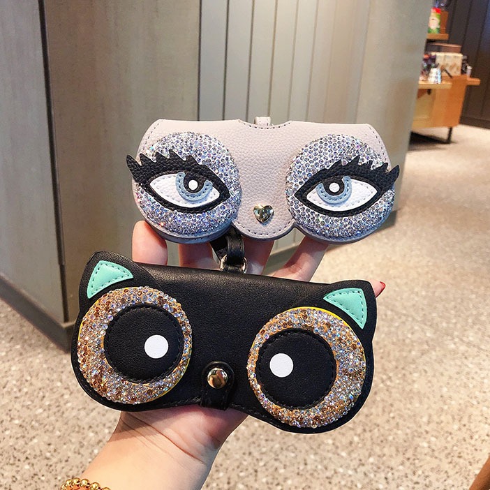 Gafas lindas incrustadas en diamantes clip ins gafas de sol de moda bolsa portátil gafas de sol caso cubierta protectora para hombres y mujeres bolsa adornos