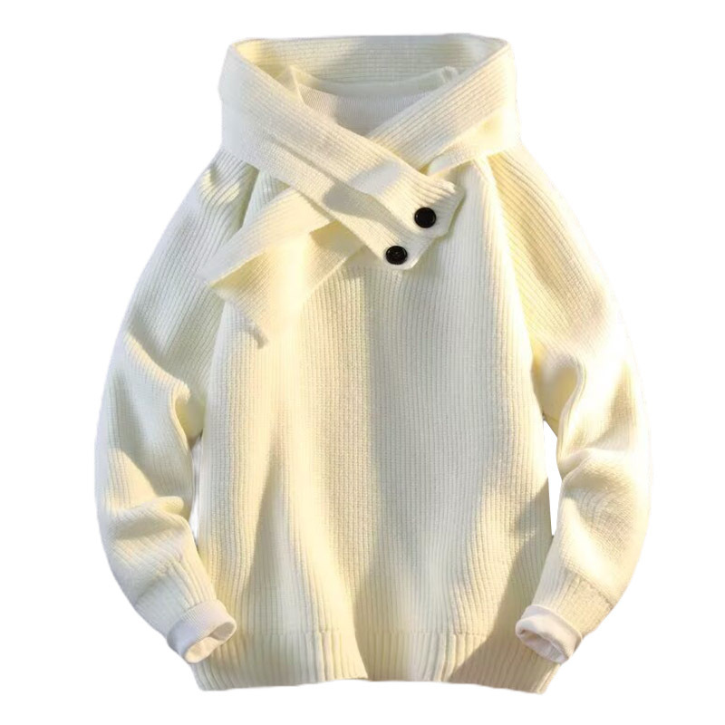 Explosiones transfronterizas de tamaño grande turban desmontable camisa de punto suéter masculino botón de sentido superior otoño invierno fábrica al por mayor