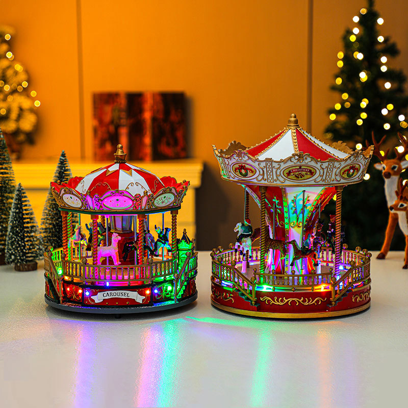 Nueva Navidad carrusel decoración caja de música Navidad decoración suministros Navidad regalo caja de música image 3
