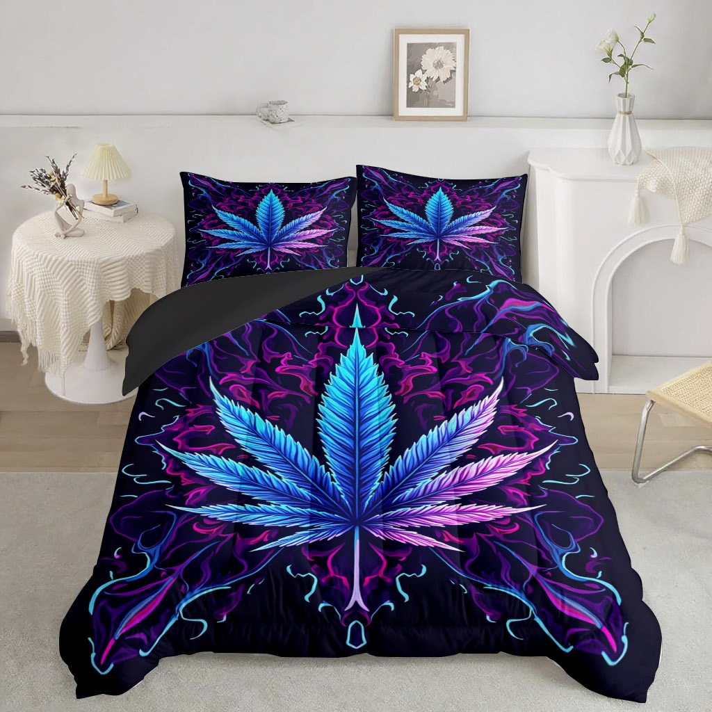 TEMU / JIT nuevo producto impresión digital 3D hojas de arce multicolor 180gms colcha colcha colchón conjunto de ropa de cama