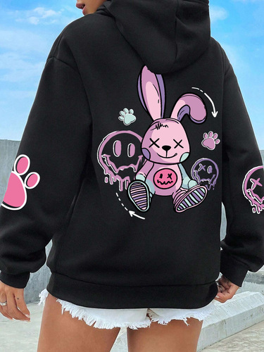 Hip-Hop Street Casual Print Women's Sweatshirt Fashion Loose New Sport Top Winter Fleece Jacket