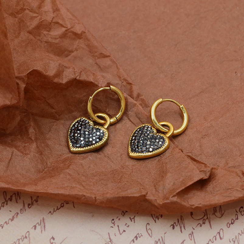 Zircon Heart Stainless Steel Earrings