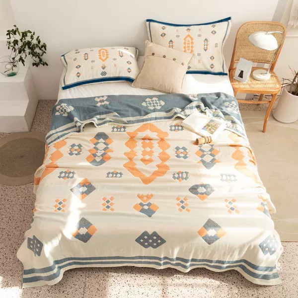 Edinburgh-Blue-Four-layer pure cotton gauze-