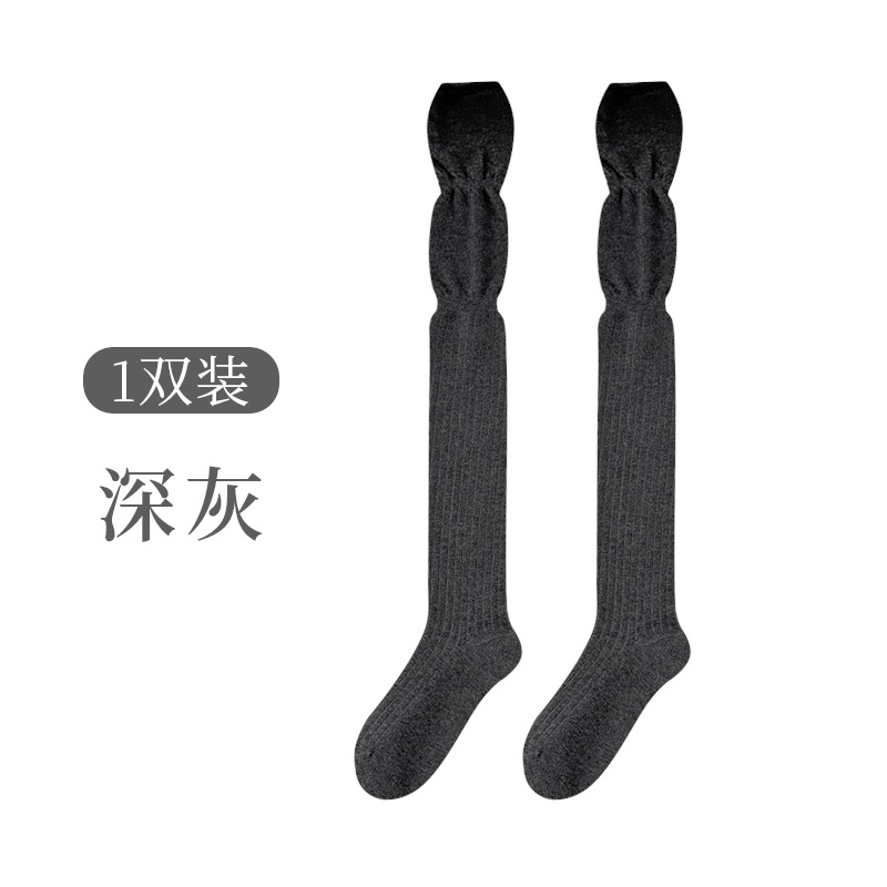 膝を越えた太ももの靴下の女性の純色の二重の日本の積み重ねの靴下は滑り止めができません。