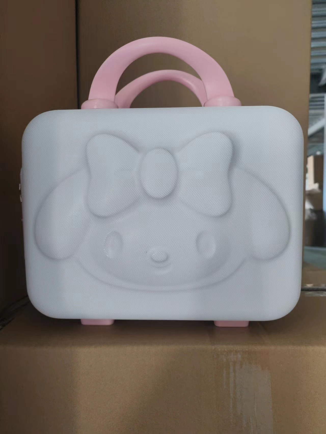 Bolsa de cosméticos de equipaje portátil de 14 pulgadas estudiante femenina mini dibujos animados 3D conejo contraseña caja pequeña caja de almacenamiento de viaje