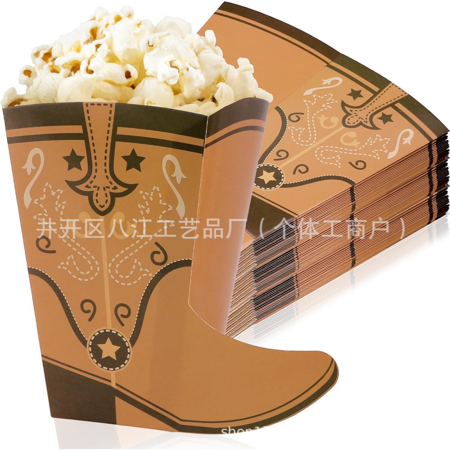 西部派对牛仔靴爆米花桶 生日派对零食糖果盒子