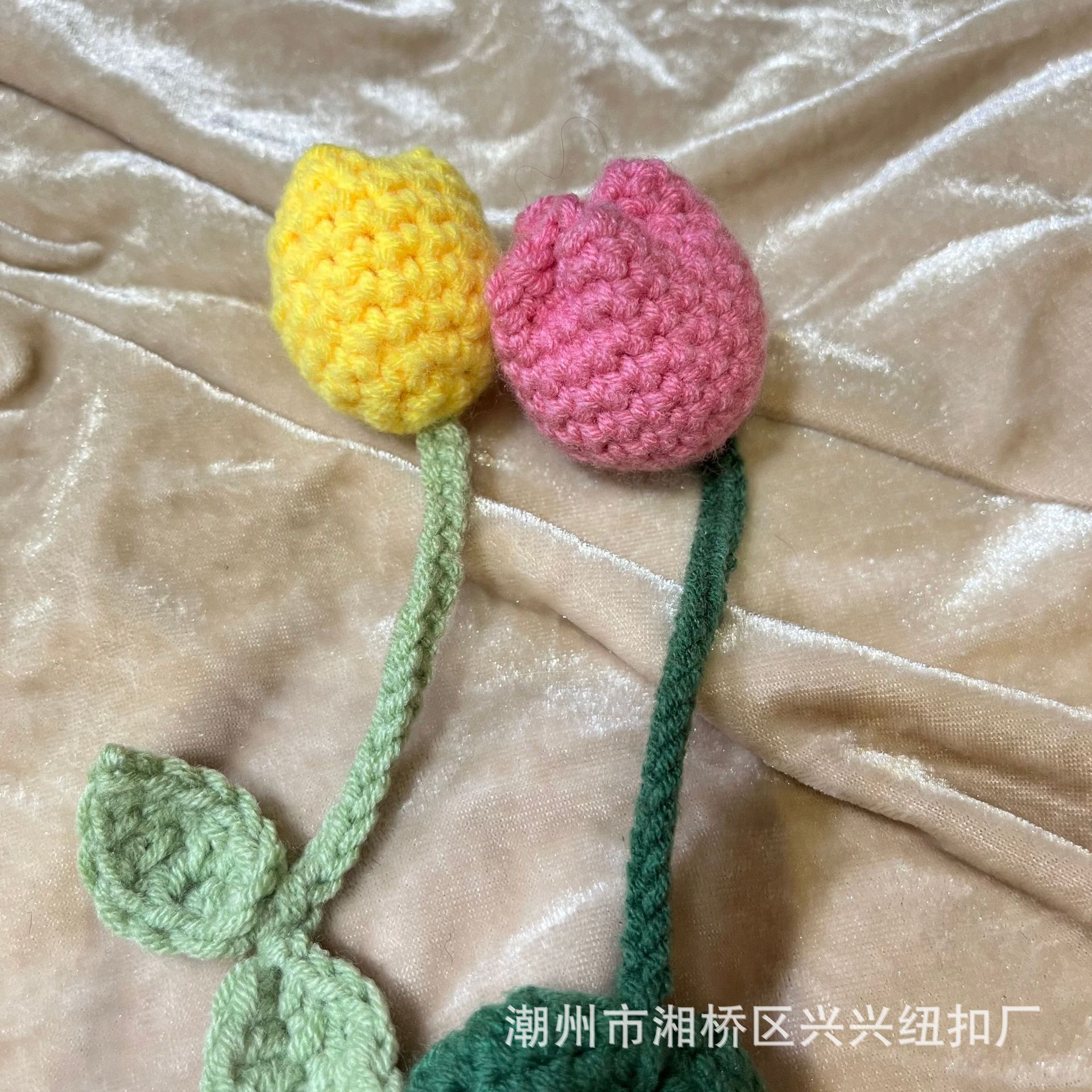 手工编织手钩花辅料毛线花成品郁金香背包挂件床套服装毛线辅料