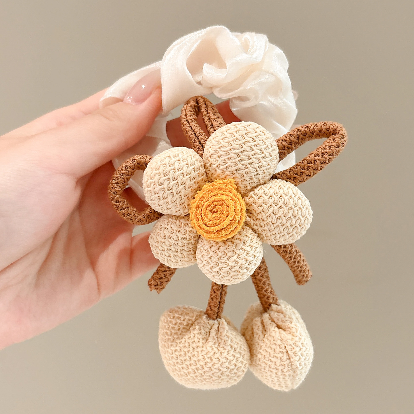 Niños dobles cabeza de bola nueva flor cuerda de cabello niñas atadas cabeza de bola anillo de cabello de cola de caballo niñas adornos para el cabello