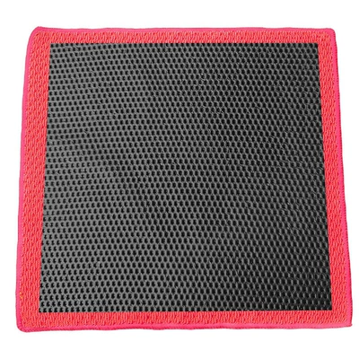 Car cleaning tools towel, mesh car wash gloves - hollowed-out-clay-surface-grid-patterned-abrasive-cloth-in-bright-red