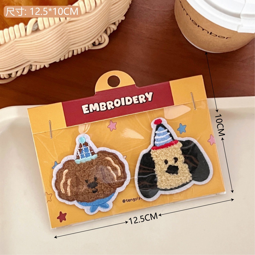 Tengyi original lindo peluche bordado pegatinas accesorios de decoración para chicas accesorios de ropa guantes mochilas zapatos accesorios