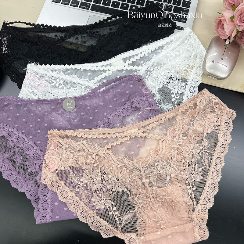 Dream of Love European and American Sexy Lace Panties Women's Trendy Pure Desire Style Breathable Transparent Hollow Women's Briefs