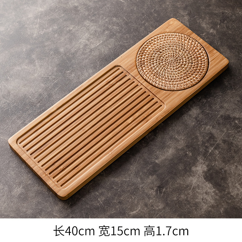 Bandeja Rectangular de Té de Bambú de Madera