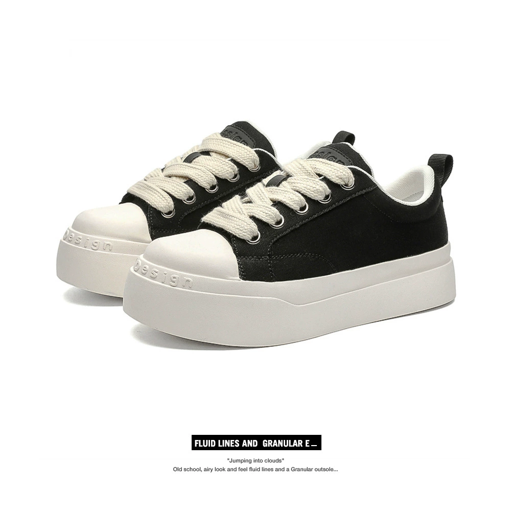 Большие туфли черно-белые дикие холщовые туфли для мужчин и женщин с толстым подошвом