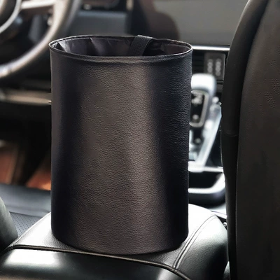 Car trash can Creative mini hanging storage bucket compressed folding waterproof storage box car storage bag (Car storage bag/box) - black
