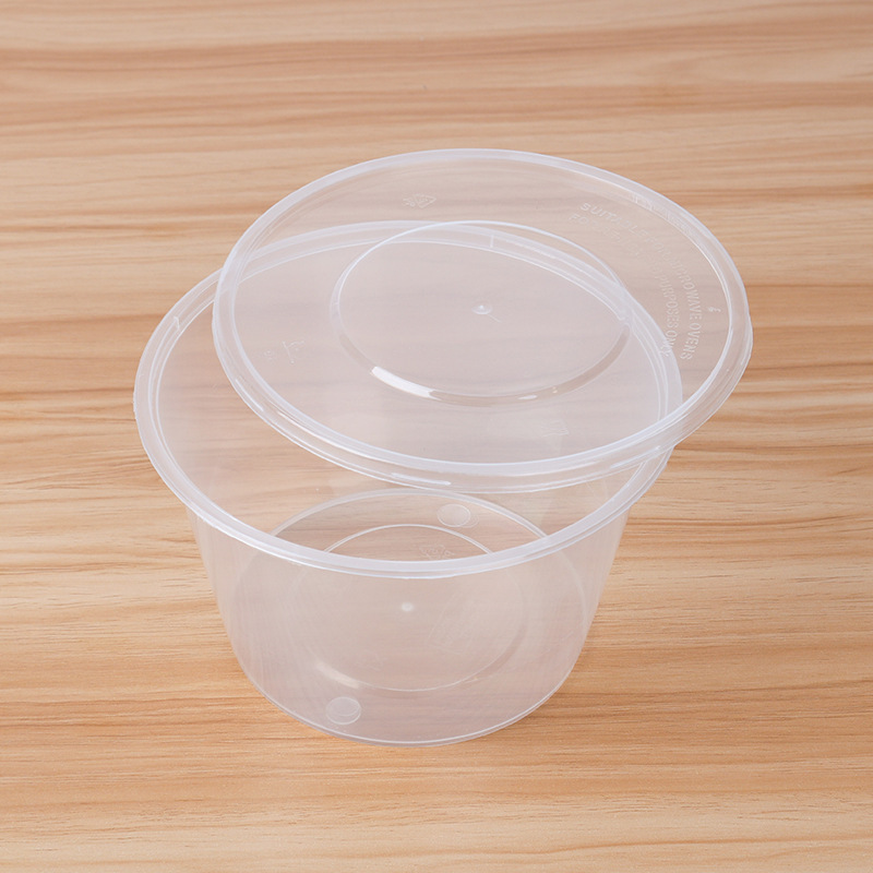 Caja de embalaje de plástico redonda desechable para acampar 5 cajas de vajilla de embalaje