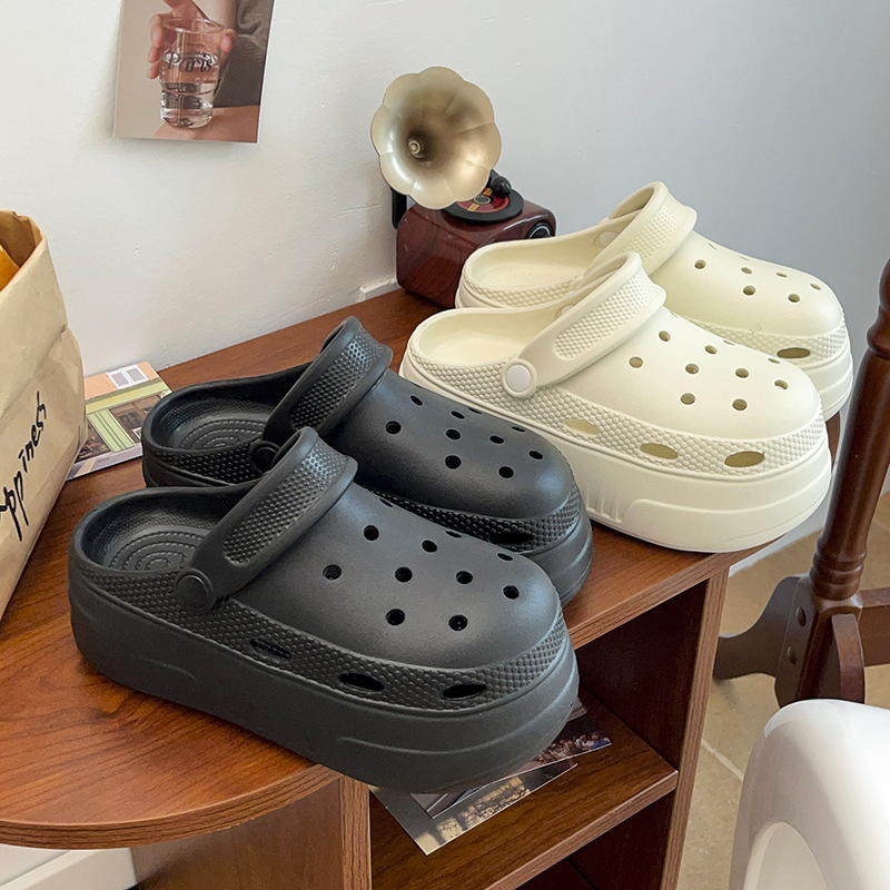 Women's Summer Beach Clogs With A Stepping-On-Feces Feel, Height-Increasing Thick-Soled Top Quality EVA Non-Slip Closed-Toe Sandals_voghion.com