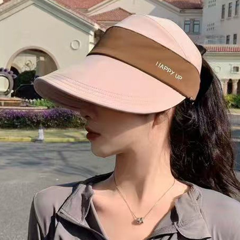 Protector solar de verano, versión mejorada de ala grande, se puede usar con cola de caballo, techo vacío, sombrero para el sol, ala ancha para niños, cara pequeña, protector solar de moda