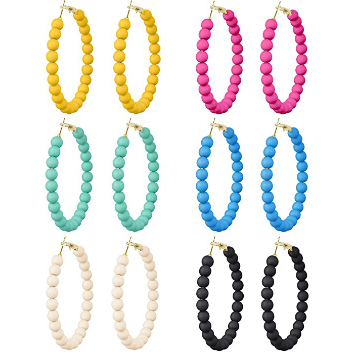 Europe and the United States cross-border summer color acrylic beads round earrings Bohemian fashion handmade women's earrings jewelry