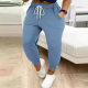2025 Cross-Border European and American Amazon New High-Waisted Lace-Up Small-Foot Girdle Women's Pure Color Versatile Elegant Casual Pants