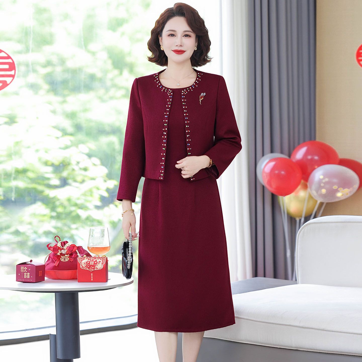 Mother-In-Law Wedding Banquet Outfit Two-Piece Set 2025 New Mother Wedding Banquet Dress Mother Wedding Dress Set