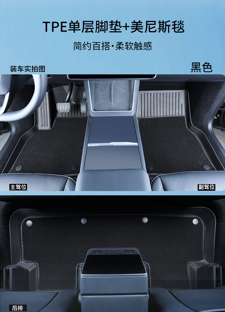 Suitable for Tesla Model Y New Version Car Floor Mats 25 Car Trunk Mats Special Tpe Floor Mats