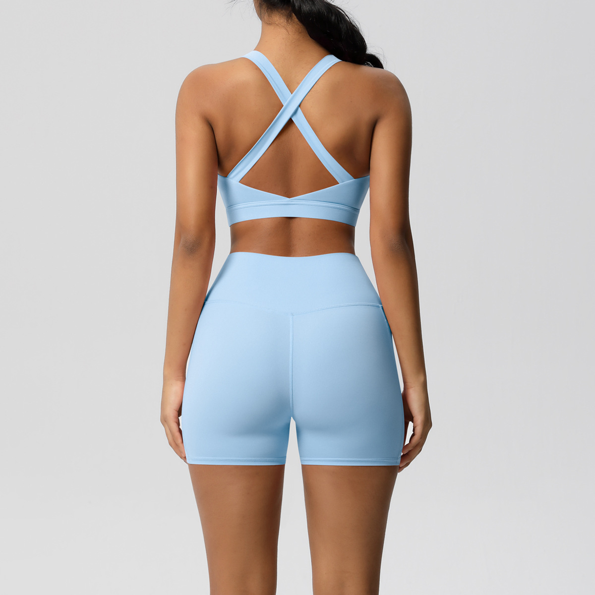 Women’s Pure Color Tight Yoga Vest Sports Underwear Shorts Suit