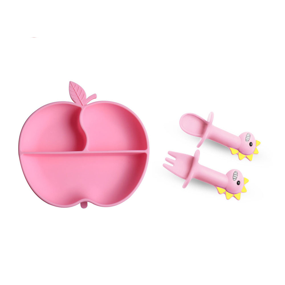 Venta caliente transfronteriza Placa de silicona bebé de calidad alimentaria lechón tazón compartimiento integrado traje de vajilla para niños al por mayor