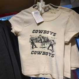 BM风Brandy同款赛马bm短袖上衣露脐短款女cowboys修身显瘦复古T恤