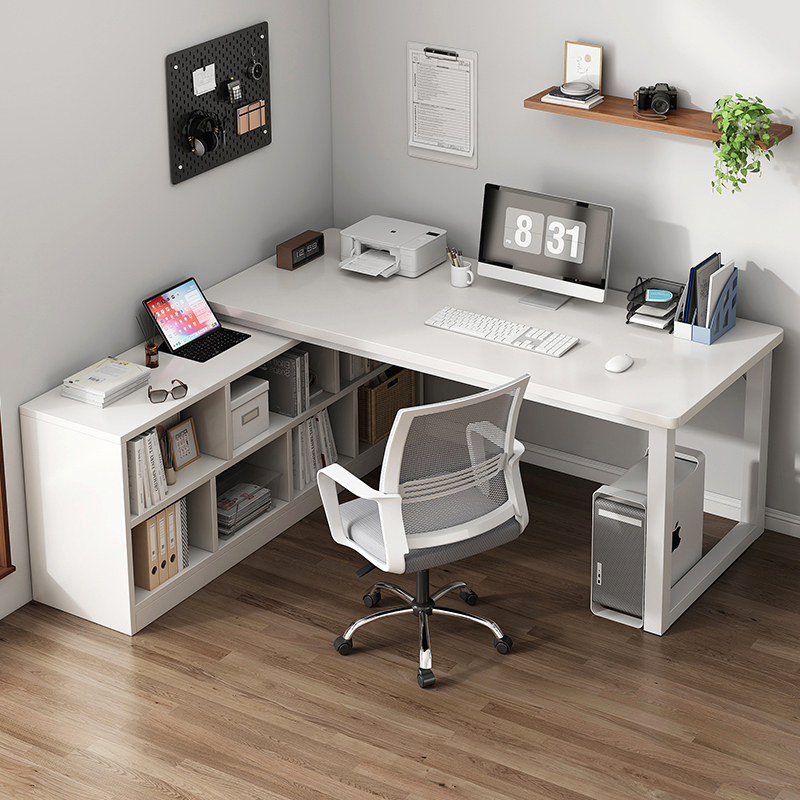 Corner Desk Bookshelf Integrated Table L-Shaped Computer Table Student Home Writing Desk Corner Desk Bedroom Table