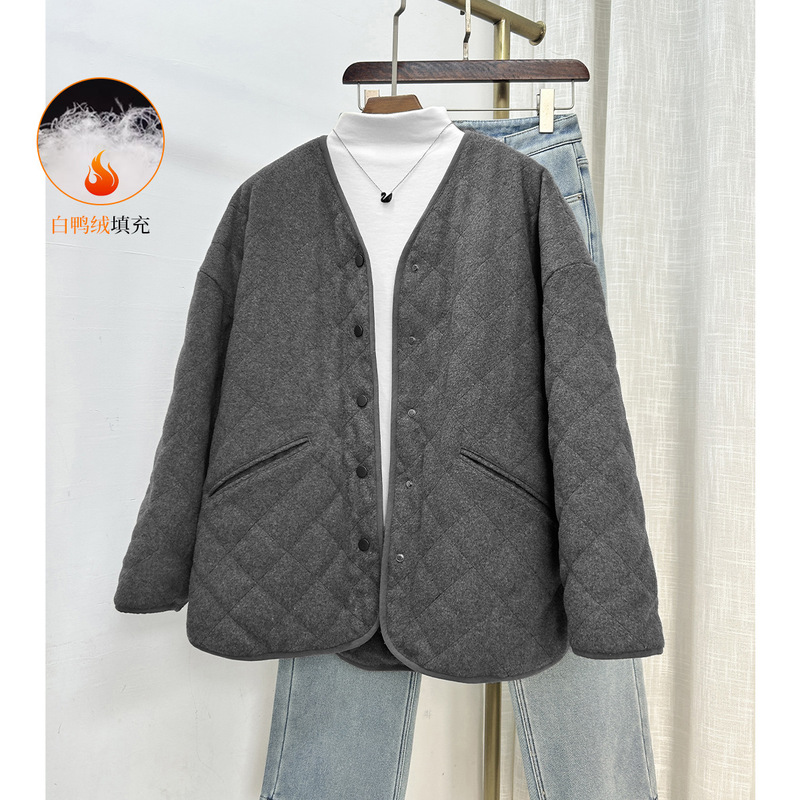 Xinge Wool Outwear Women's New Winter Thickeneded 90 White Duck down Liner Warm Woolen Cardigan Jacket down Jacket Xinge Wool Outwear Women's New Winter Thickeneded 90 White Duck down Liner Warm Woolen Cardigan Jacket down Jacket