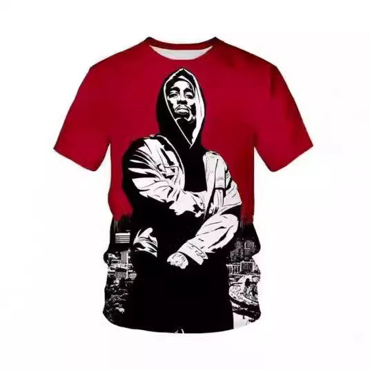 Hot Selling 2Pac T-Shirt Rapper Tupac 3D Printed Popular Street Clothing Fashionable Men and Women
