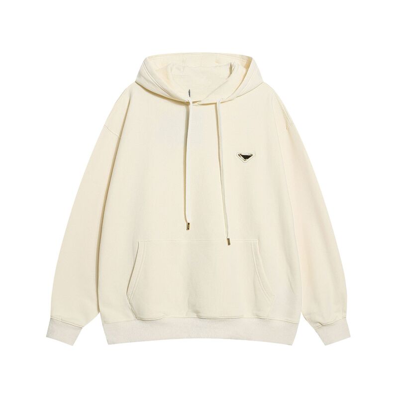 High-End Custom Men's and Women's Sweatshirt with Gold Triangle Logo on the Chest, High-Weight Loose Hoodie for Cross-Border Shipping
