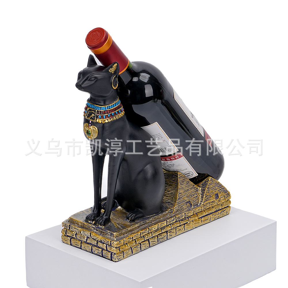 El mejor dios del gato egipcio Anubis, soporte de mango de vino, soporte de teléfono móvil, esfinge, adornos de resina