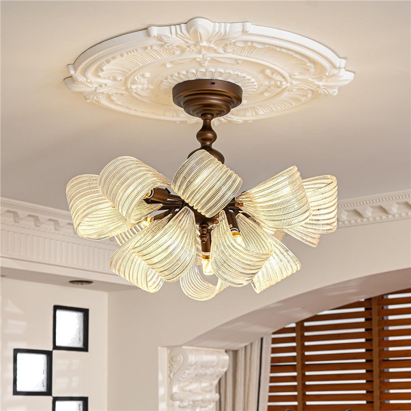 Bedroom Ceiling Lamp, French Mid-Century Style, Retro Room Master Bedroom Lamp, American High-End New Style Study Room Chandelier