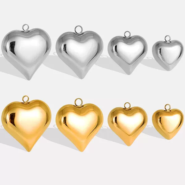 Cross-Border Stainless Steel Heart-Shaped Accessories, Steel-Colored Gold Heart Titanium Steel Pendant Accessories, Jewelry Accessories, Pendants, 18K Gold