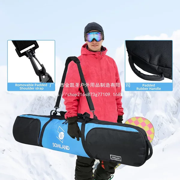 Reinforced double-layer ski travel bag with pockets and shoulder strap, best-selling cross-border ski bag