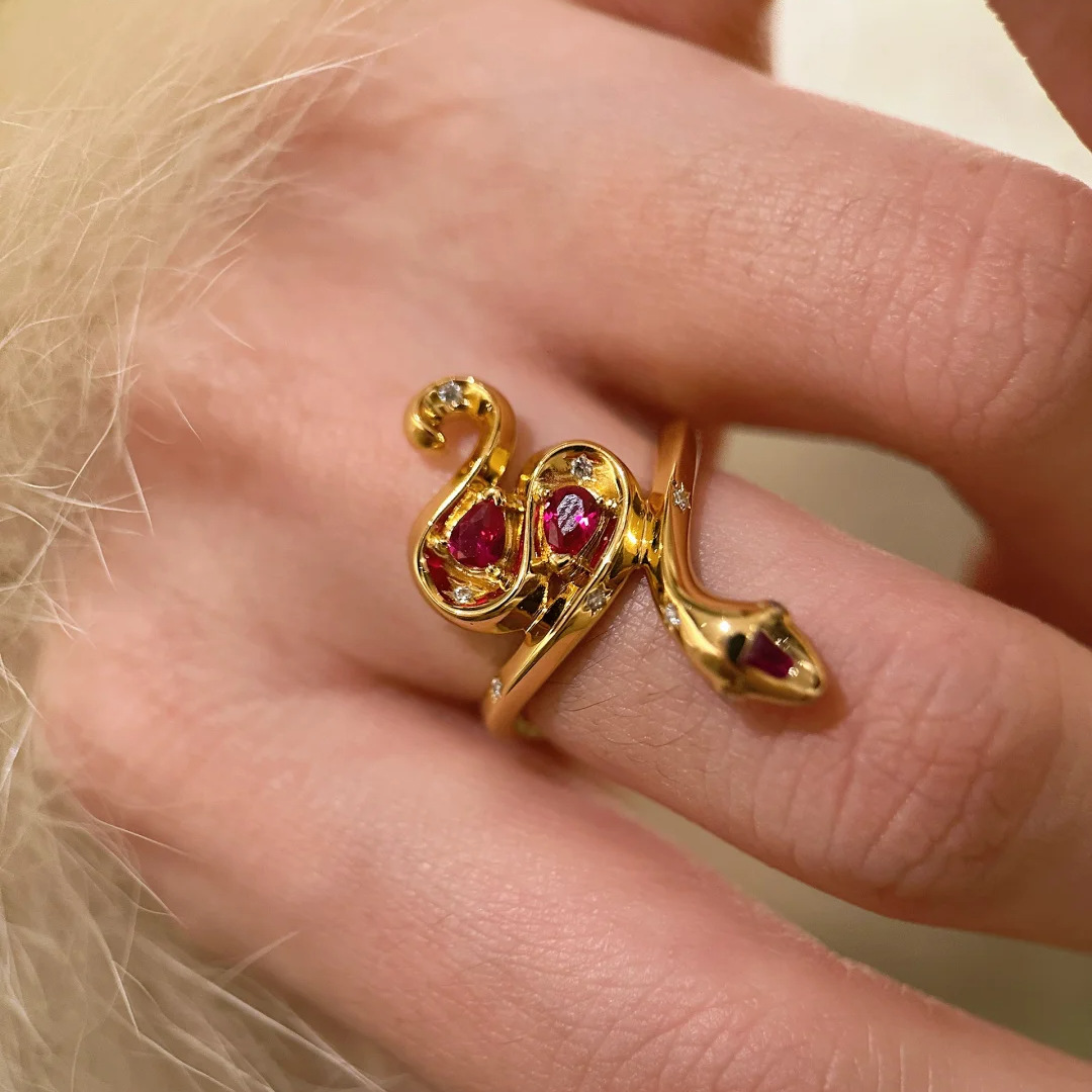 7g Weight Open Rings Classification 1 Piece Quantity Casual, Daily Occasion Copper Material Snake Pattern All Seasons Season Women's Gender Chinoiserie, Vintage Style Style Wholesale Jewelry Chinoiserie Vintage Style Snake Copper Open Rings 2