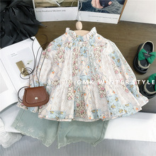 女童衬衫秋装新款洋气宝宝碎花上衣小童装春秋季儿童公主衬衣外贸