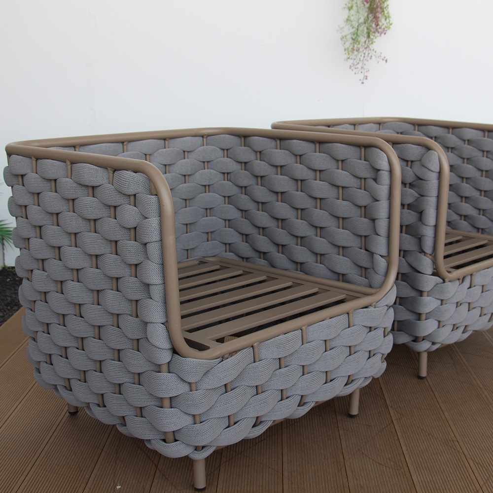 Ventas transfronterizas directas al aire libre de aleación de aluminio caña sofá casual minimalista villa patio terraza hotel interior y exterior