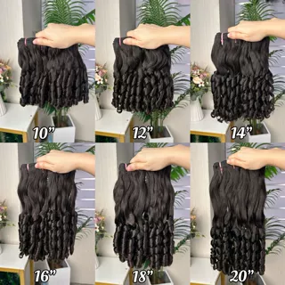 Double Drawn Vietnamese Funmi Curl Hum hair extensions 发帘