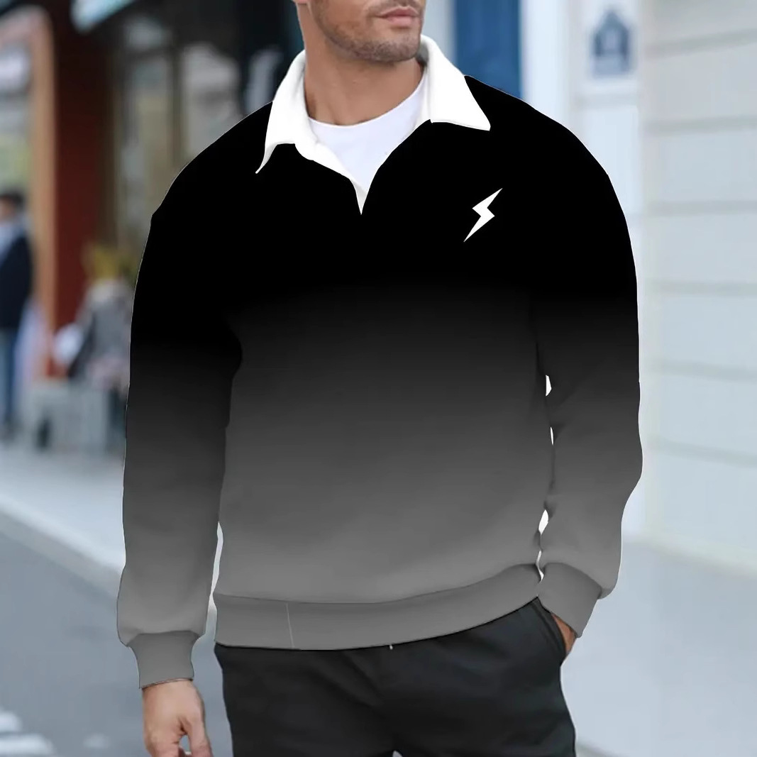 Sudadera para hombre nuevo primavera, otoño e invierno juventud engrosamiento color degradado solapa marca de moda chaqueta de manga larga MB14