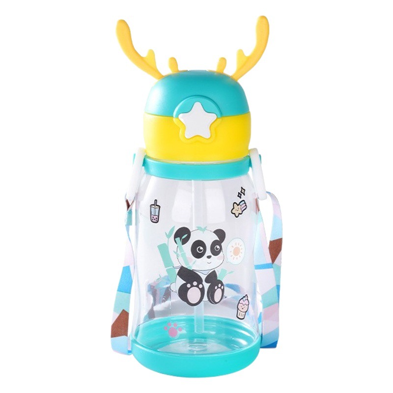 Cartoon Plastic Antlers Kids Bounce Straw Cup Ideas deportivas lindas portables Baby Kettle