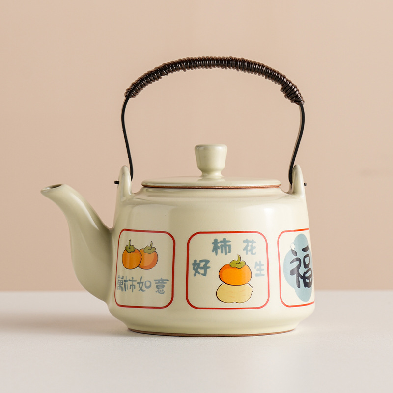 Nuevo tipo de horno Ru cerámica de alta capacidad tetera de té de alta calidad, tetera de té de kung fu separable y filtrada, tetera de té retro Liang