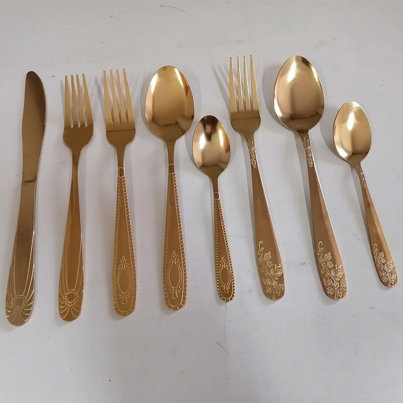 Golden Middle Eastern Stainless Steel Tableware suit Knife, Fork and Spoon 2-piece Set 3-piece Set Factory Direct for Restaurant and Hotel Golden Middle Eastern Stainless Steel Tableware suit Knife, Fork and Spoon 2-piece Set 3-piece Set Factory Direct for Restaurant and Hotel