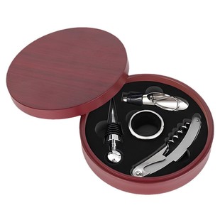 Cross-border in stock upgrade multi-function wine bottle opener suit wine set Rosewood round box gift box factory direct supply