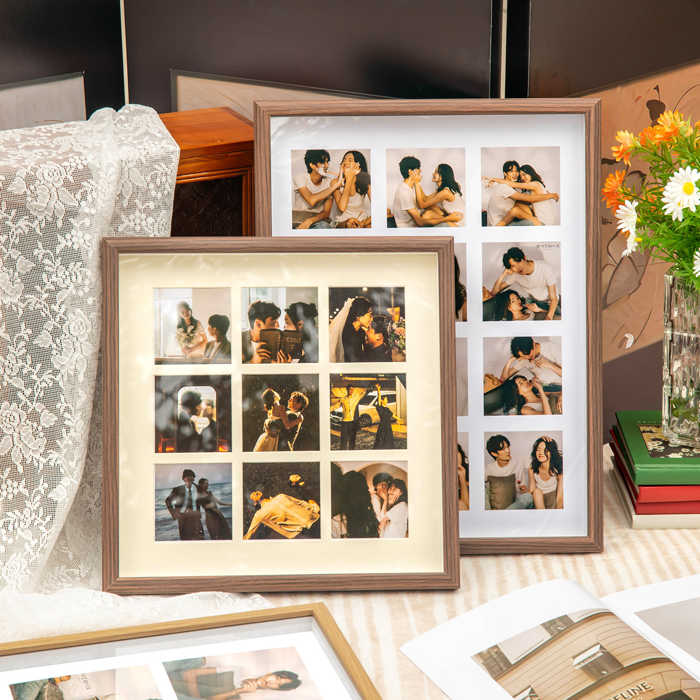 Simple texture photo frame table hollow 16-inch A4 made photo frame…