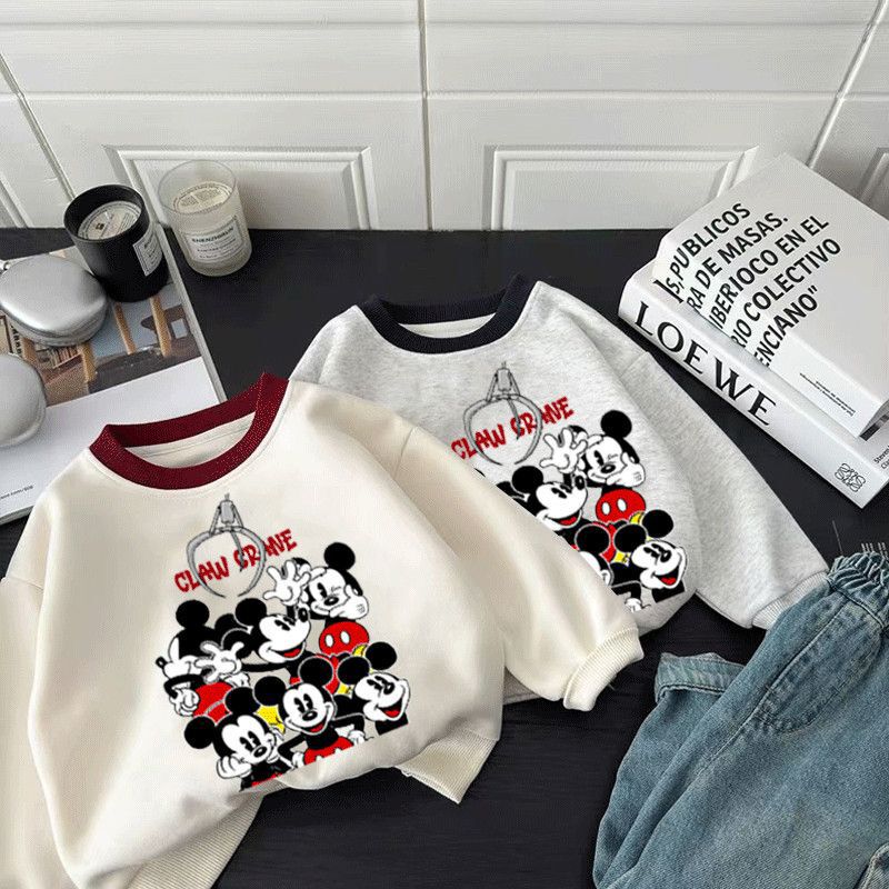 Boys and Girls Korean Style Sweatshirt 2025 New Mickey Spring & Fall Style Kidsren's Casual Outer Wear Cartoon Baby for Middle and Large Kidsren Boys and Girls Korean Style Sweatshirt 2025 New Mickey Spring & Fall Style Kidsren's Casual Outer Wear Cartoon Baby for Middle and Large Kidsren