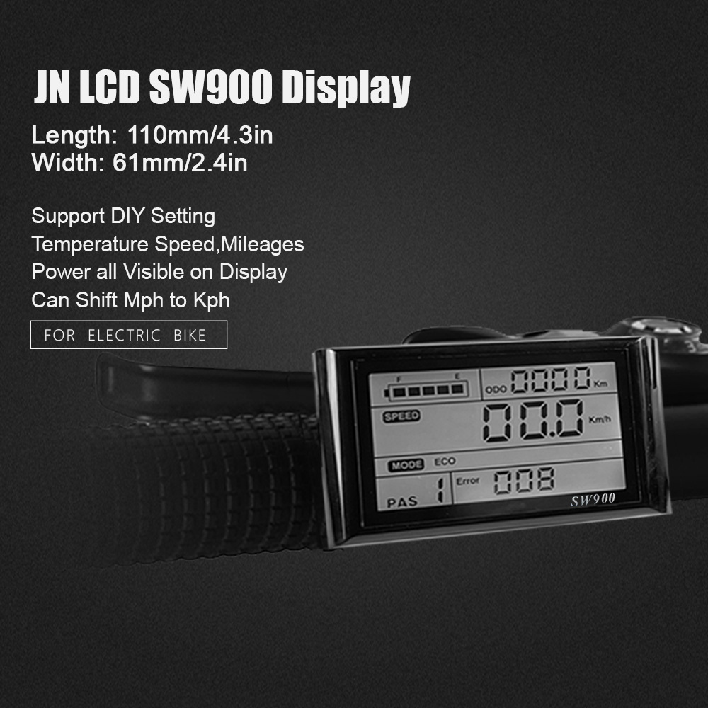 Electric bicycle modification accessories LCD-SW900 LCD meter data display 24-72V waterproof connector