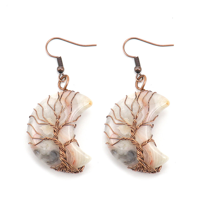 Simple Style Moon natural stone Copper Plating Drop Earrings 1 Pair